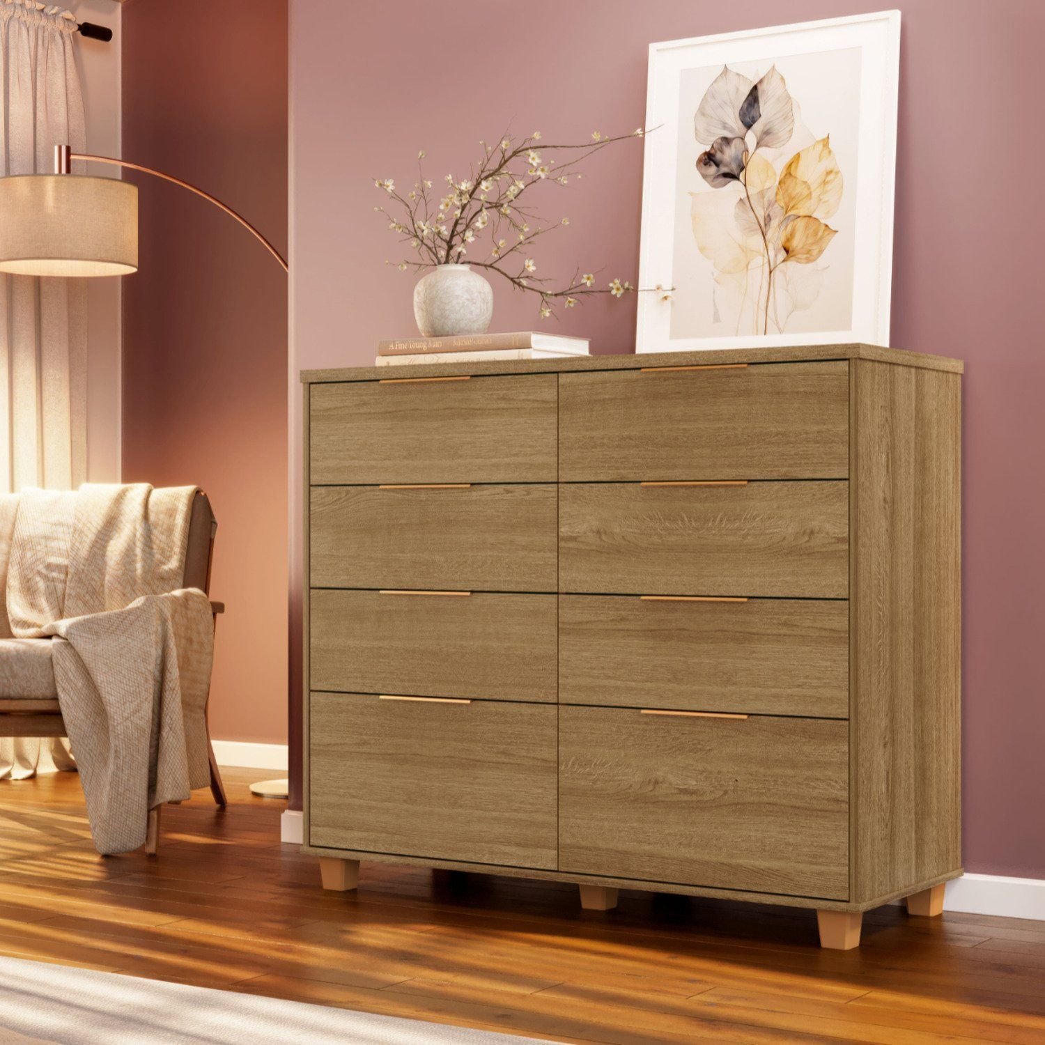 Cômoda Dubai Intense 8 Gavetas Nature