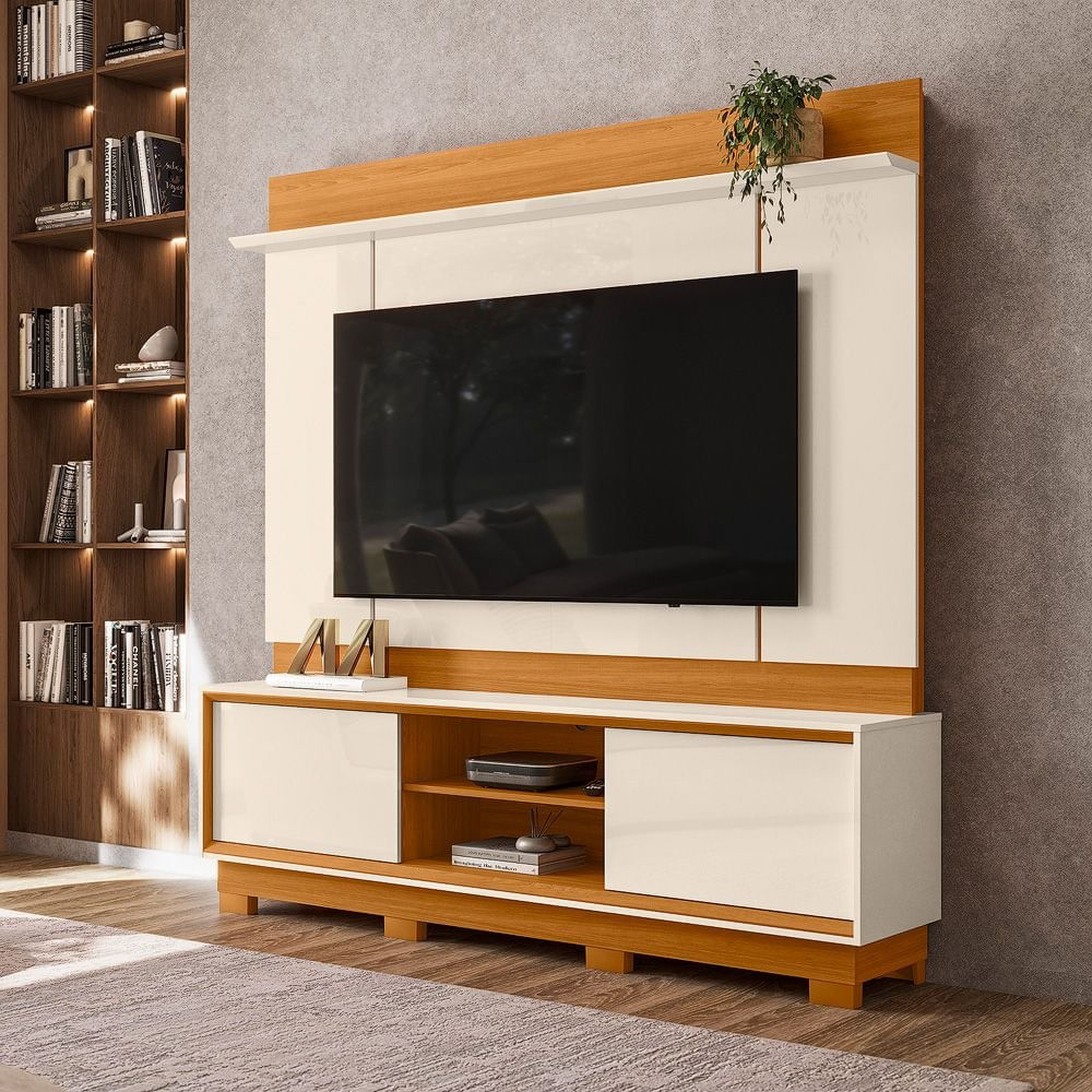 Estante Para Tv 75 Polegadas 191cm X 183,5cm Siena Cinamomo/off White