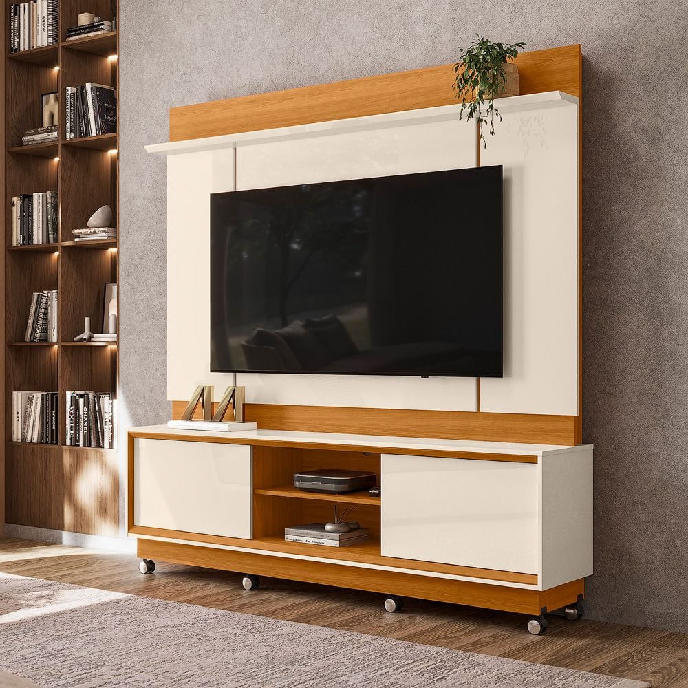 Estante Para Tv 75 Polegadas 192,5cm X 183,5cm Siena Cinamomo/off-white