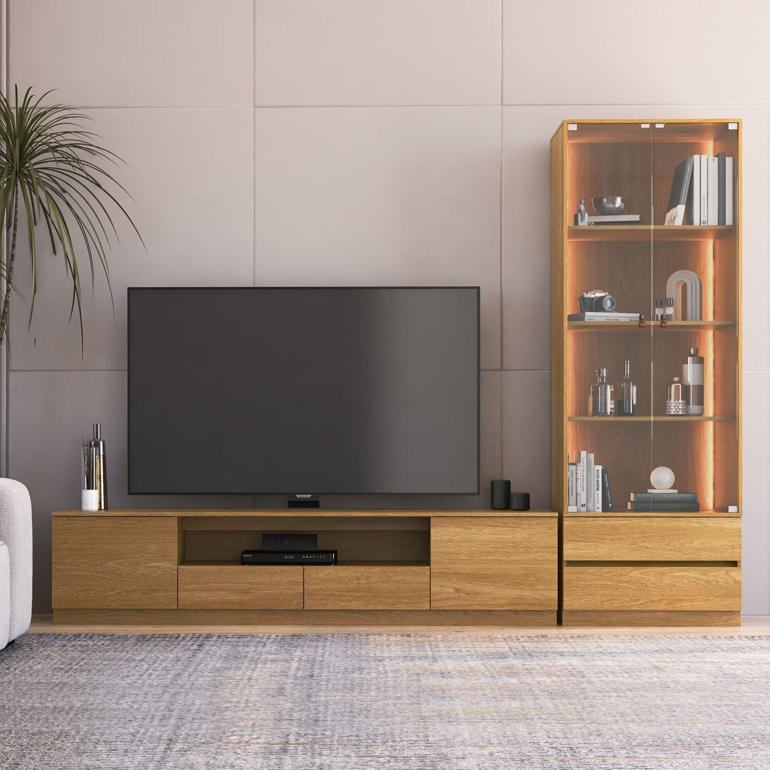 Estante Para Tv 84 Polegadas Com Led Liz Yescasa Carvalho