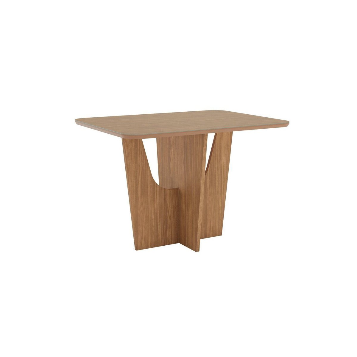 Mesa Vértice 120cm Canto Arredondado Com Vidro Nature