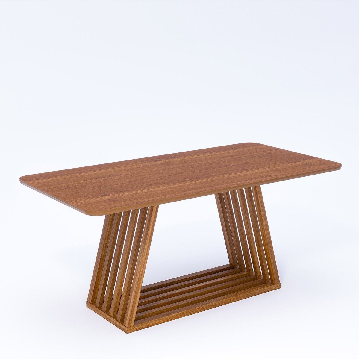 Mesa De Jantar Em Mdf E Vidro Temperado 180cm Pitaia Madeira/cinamomo