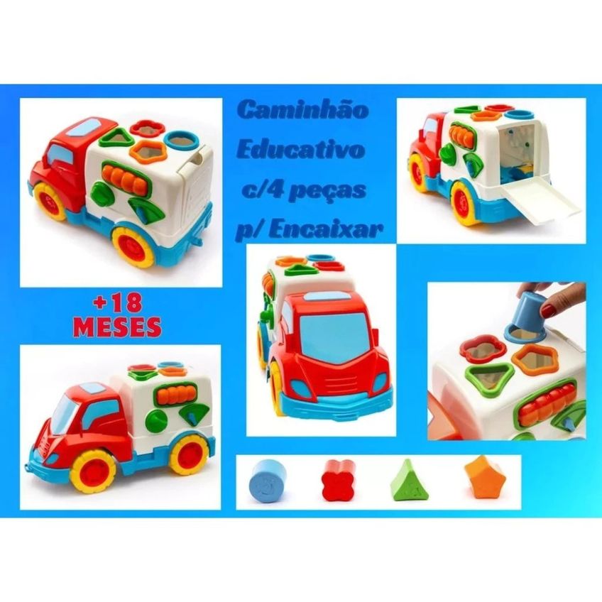 Brinquedo Carrinho Didático Bebe Peças De Encaixar - Samba Toys - Caminhão Carro Bebe Carrinho - Panami - imagem 5