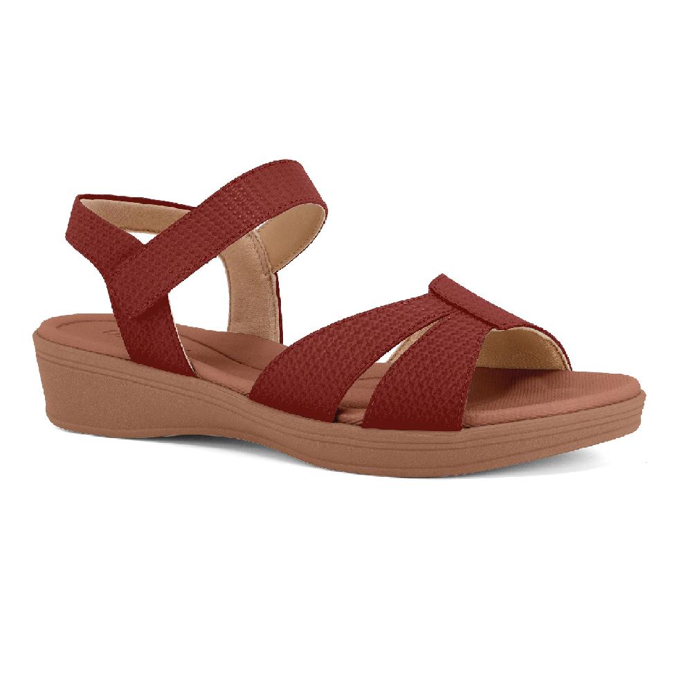 Sandalia Usaflex Anabela Baixa Ref Ud04011 Marrom/Bege 37