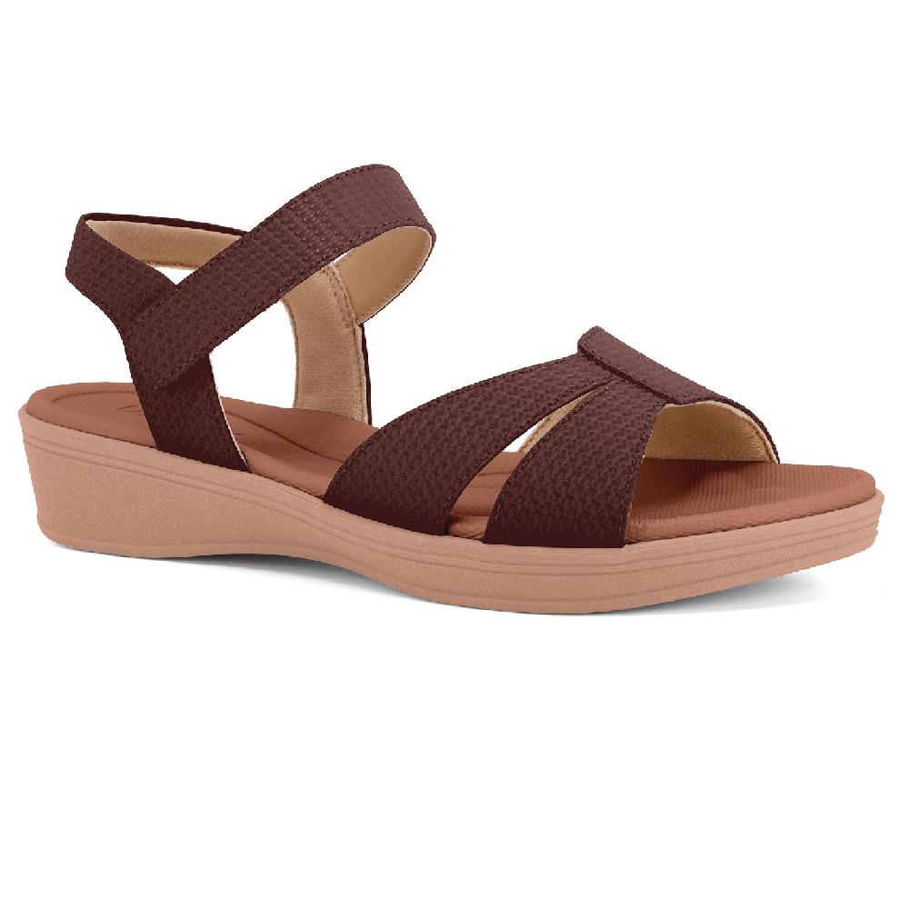 Sandalia Usaflex Anabela Baixa Ref Ud04011 Marrom Escuro 38