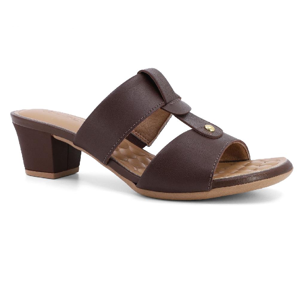 Tamanco Usaflex Salto Bloco Ref Ud28001 Marrom Escuro 34