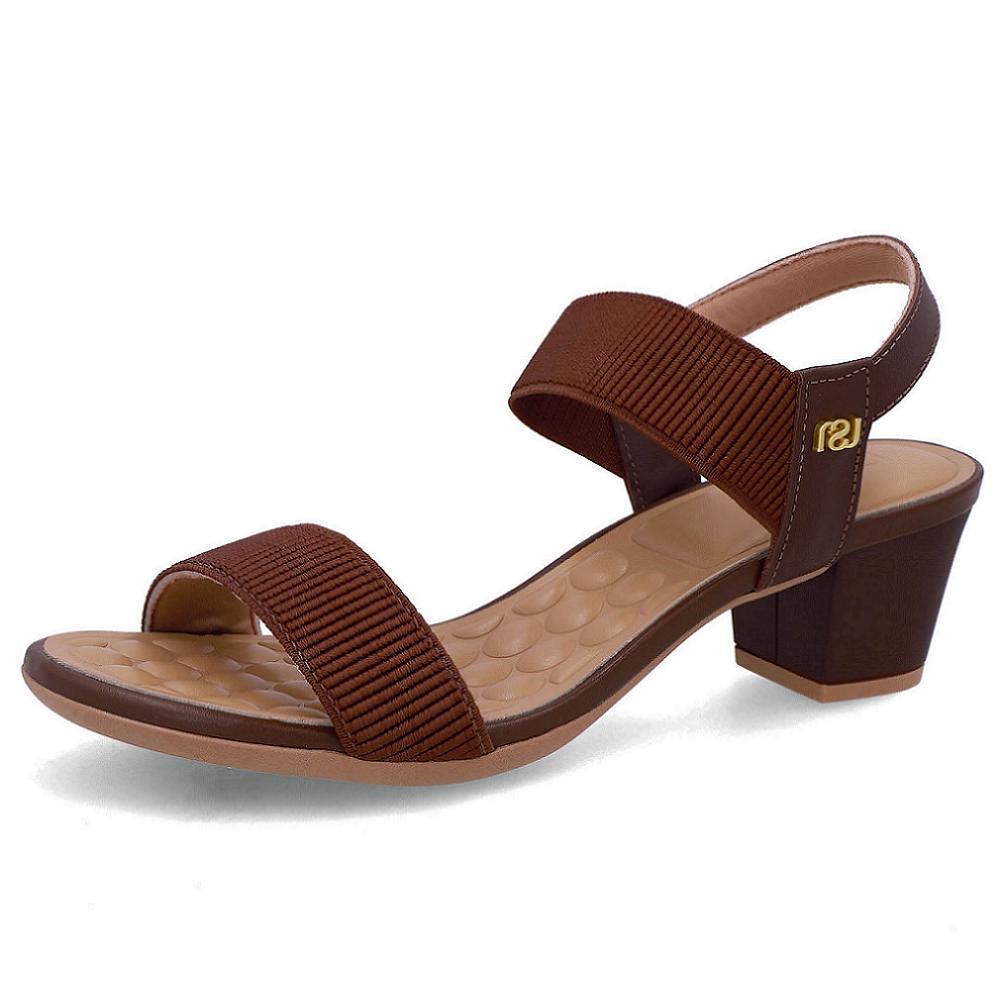 Sandalia Usaflex Elastico Salto Bloco Ref Ud28005 Marrom 35