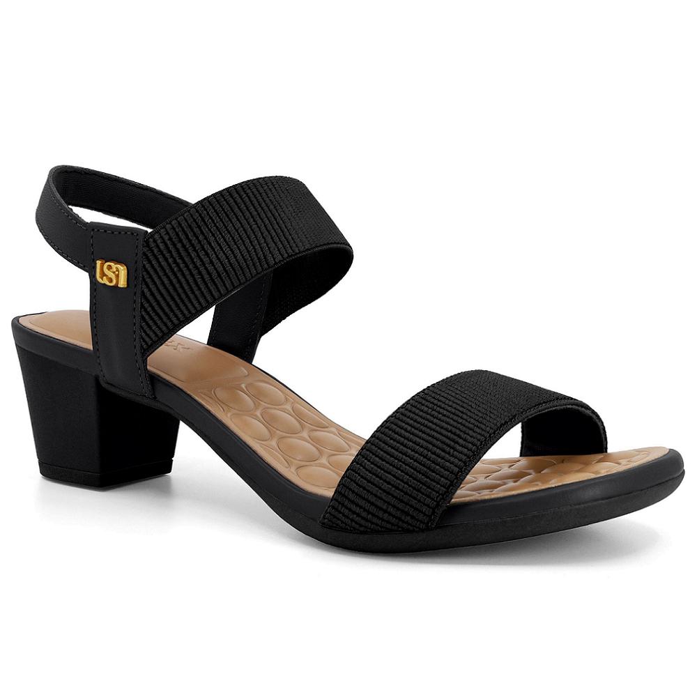 Sandalia Usaflex Elastico Salto Bloco Ref Ud28005 Preto 34
