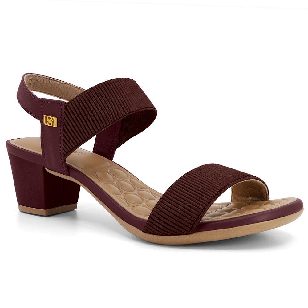 Sandalia Usaflex Elastico Salto Bloco Ref Ud28005 Vinho 35