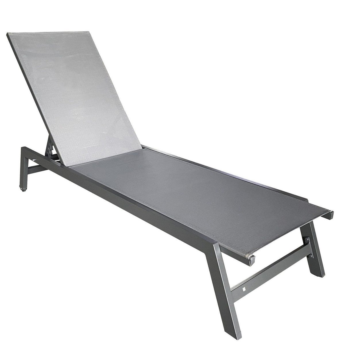 Espreguiçadeira Em Aluminio E Assento Em Tela Jeri Cinza