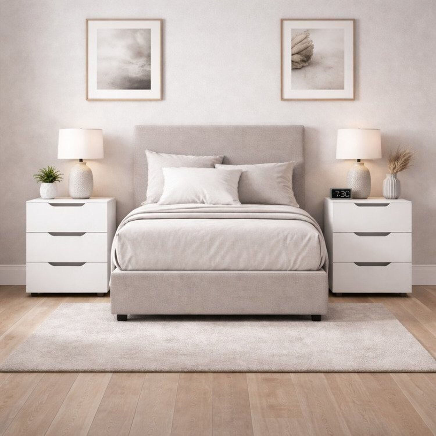 Conjunto 2 Mesas De Cabeceira Madrid Branco