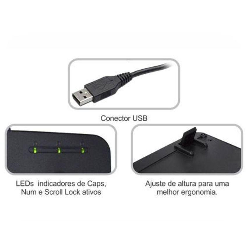 Teclado Kmex Padrão Abnt2, Usb, Preto - Km-3928u - imagem 3