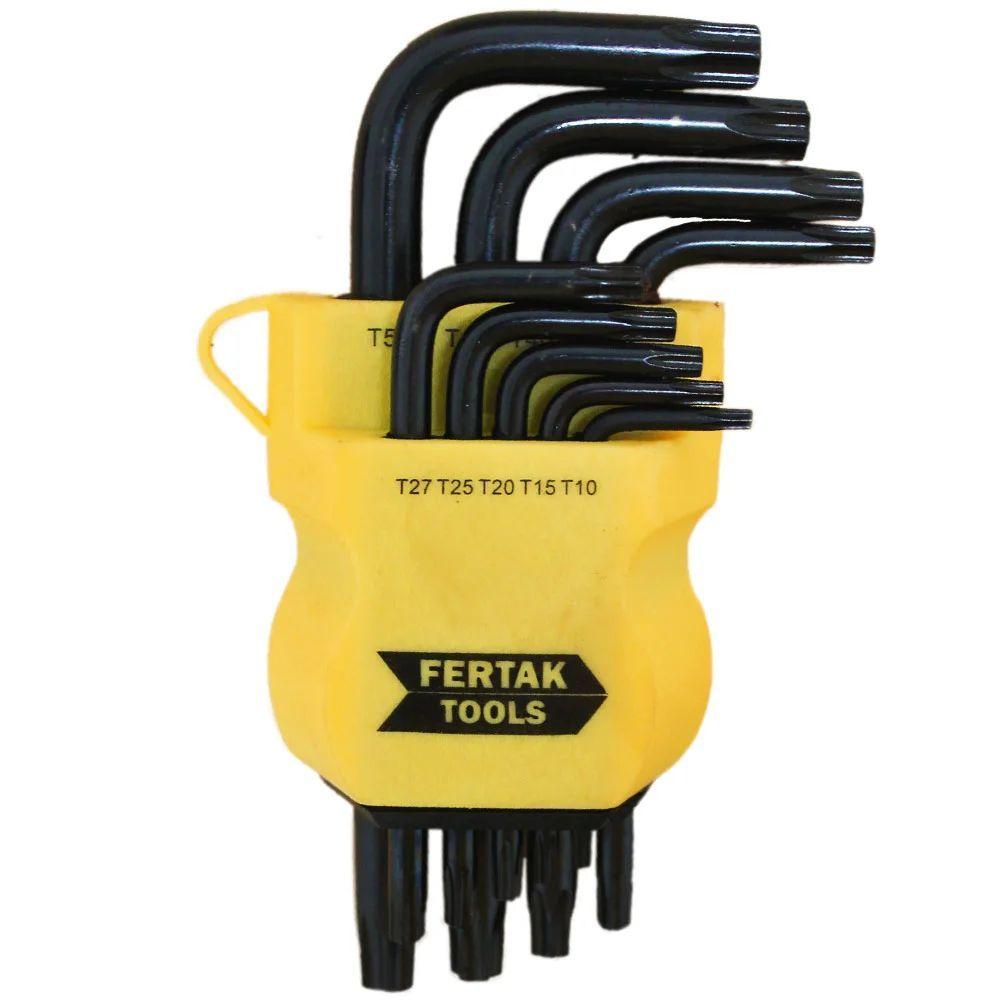 tataty Jogo De Chave Torx Curta Tipo L T10-T50 9 Peças Fertak 2409
