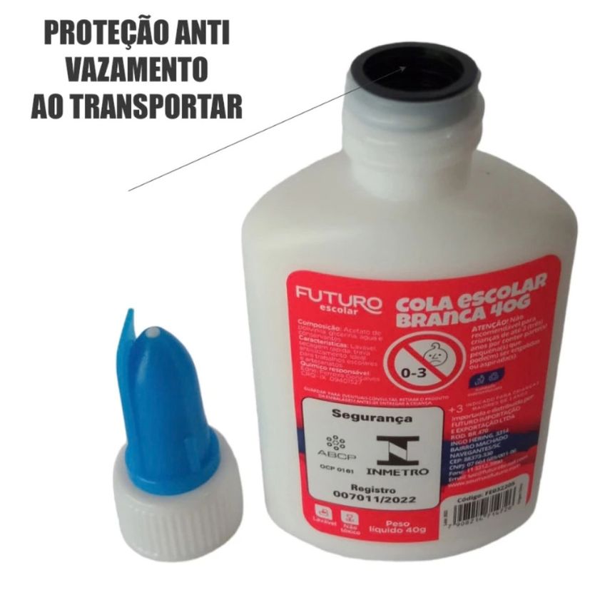 Kit 03 Cola Branca Escolar 40gramas Futuro - Colas Branca Liquida 40g - Panami - imagem 3