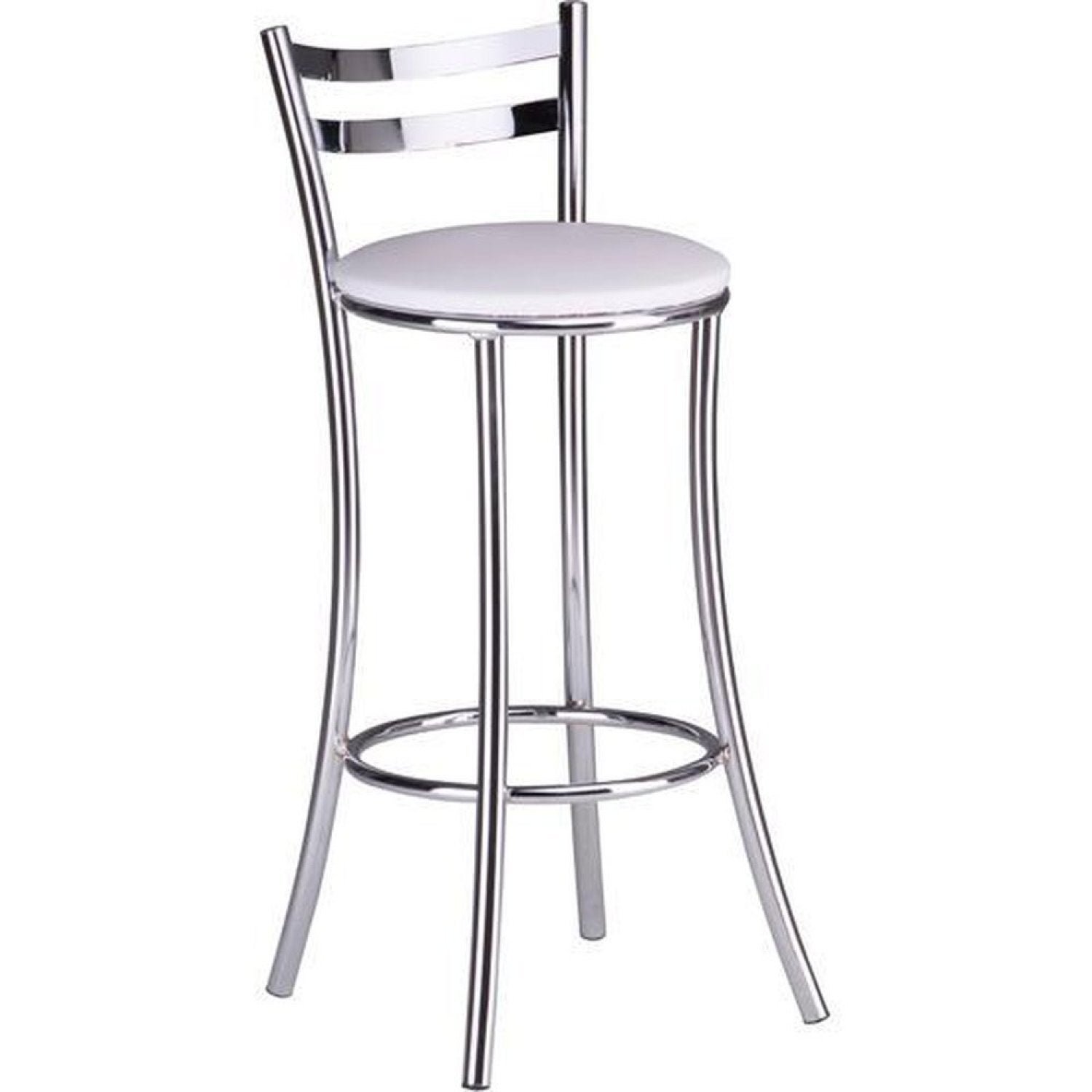 Banqueta Alta Em Aço Com Encosto Unimóvel Cromado