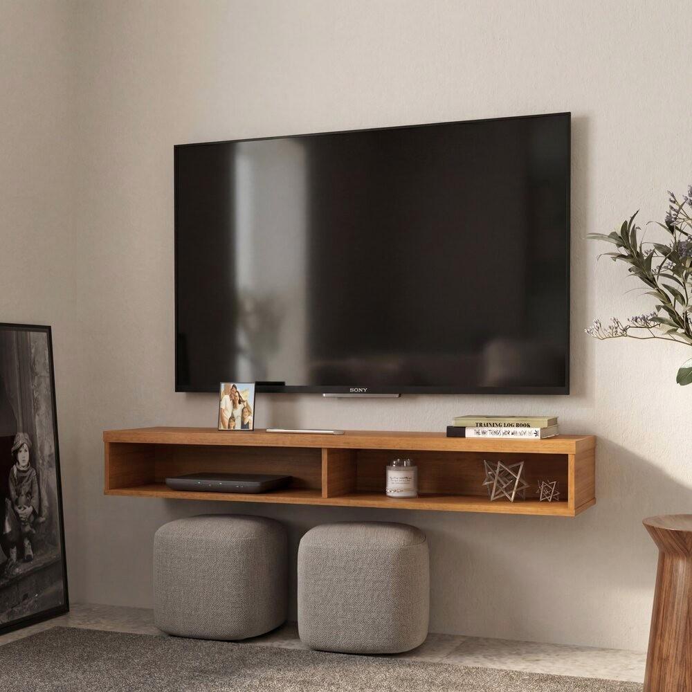 Rack Suspenso Nicho Slim 110 Cm Tv Até 43 Polegadas Para Sala Quarto Bancada Funcional