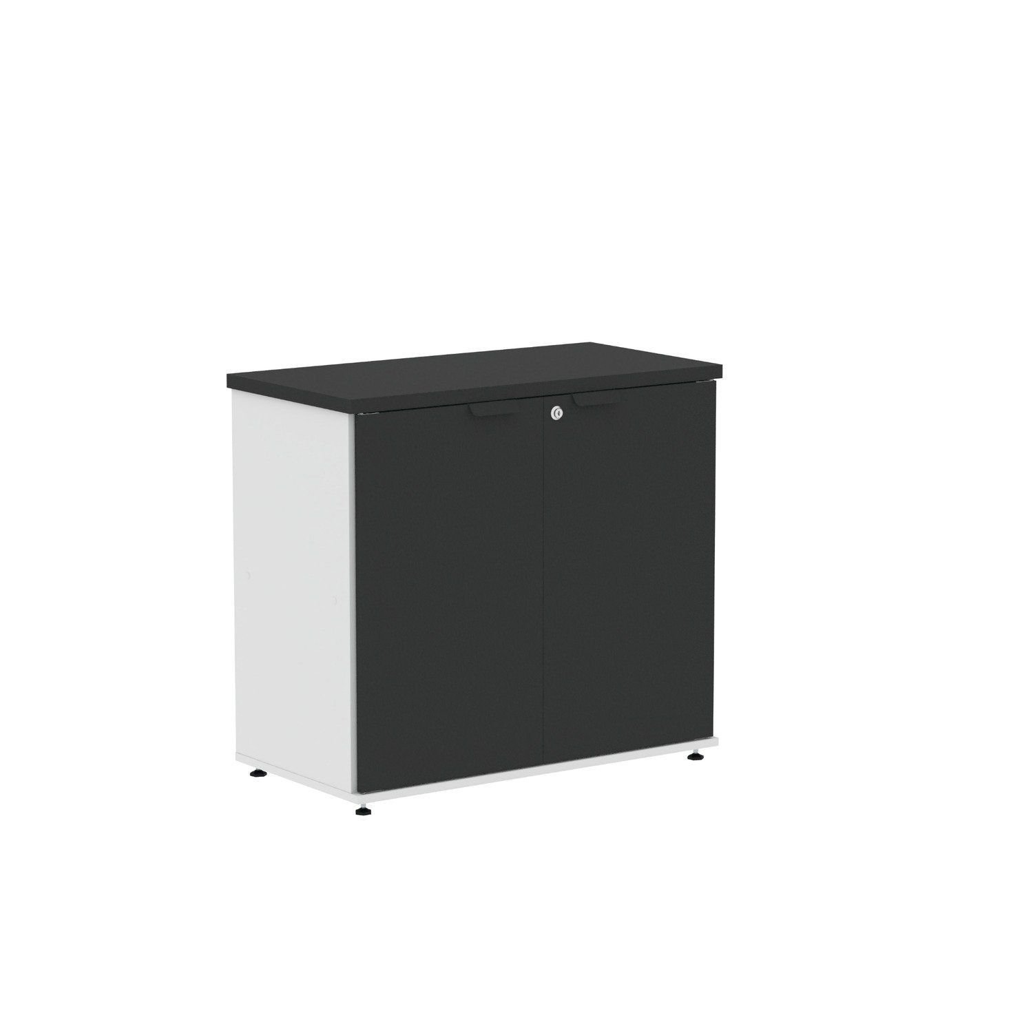Armário Baixo Para Escritório Com 2 Portas Branco/Preto