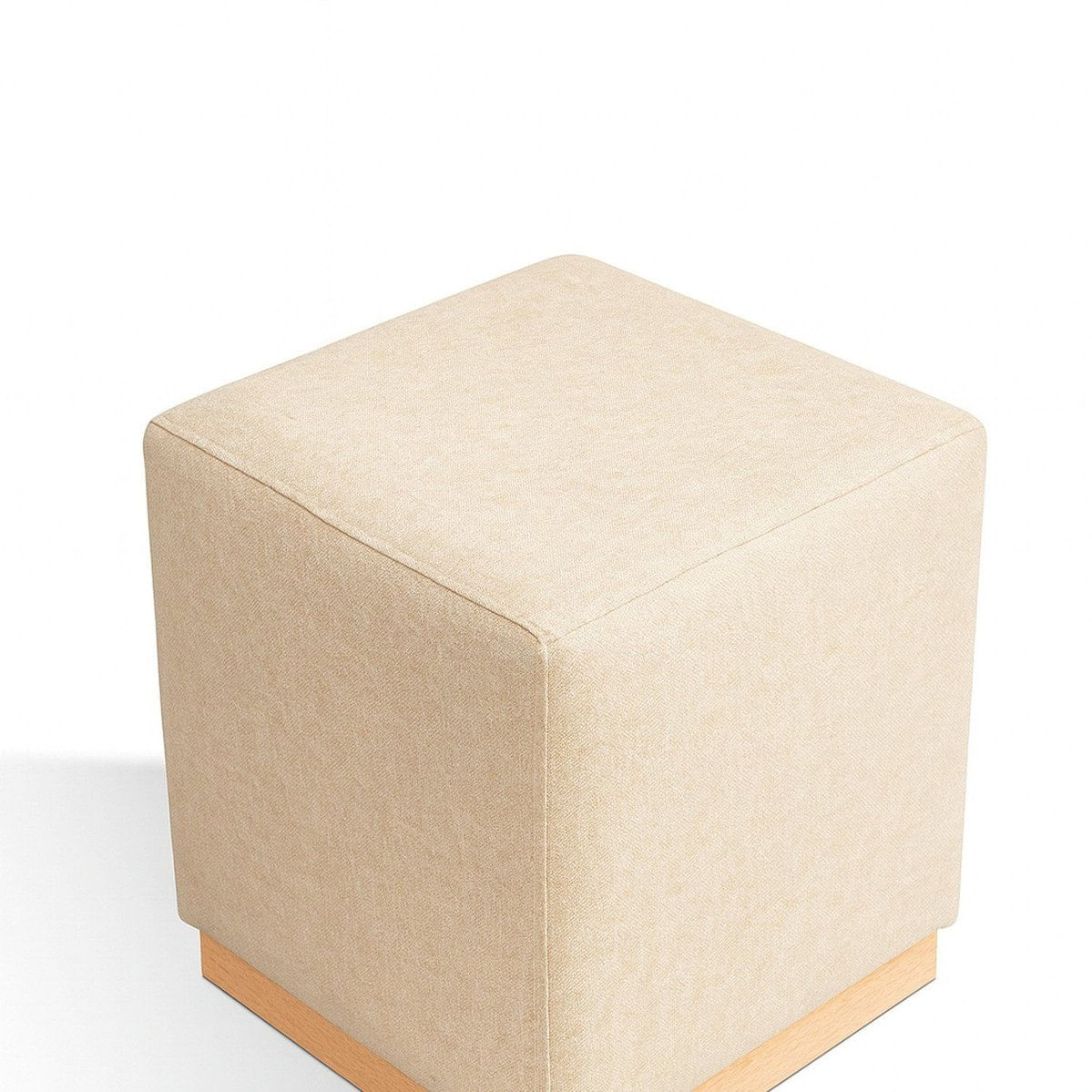 Puff Para Sala De Estar Linho 47x50cm Leti Bege