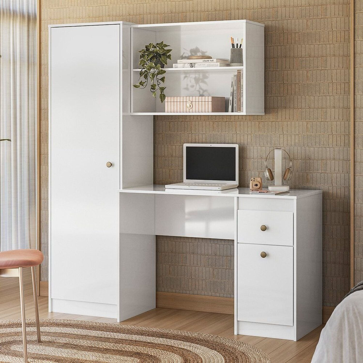 Penteadeira Sapateira Com 2 Gavetas E Nichos Coimbra Branco