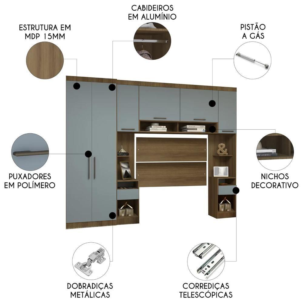 Guarda Roupa Queen Modulado Cp02 Delphi Avelã/grey L01 - Mpozenato ...