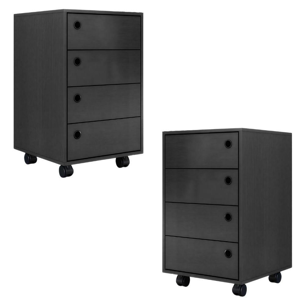 Kit 2 Gaveteiros Multiuso 36 Cm P1072 Grafite Pp Milani Store