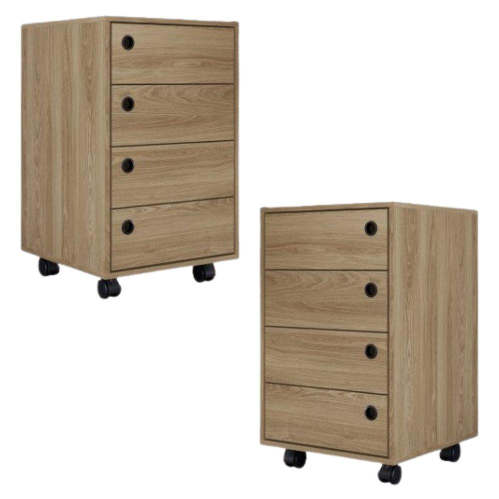 Kit 2 Gaveteiros Multiuso 36 Cm P1072 Oak Pp Milani Store