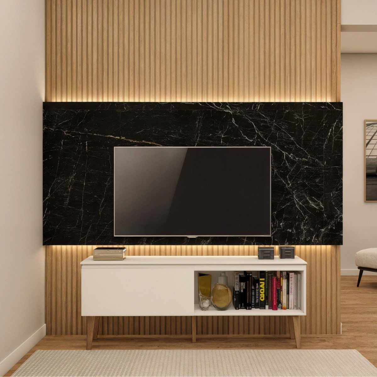 Rack Para Tv Ate 55 Polegadas Retro Com 1 Porta Branco