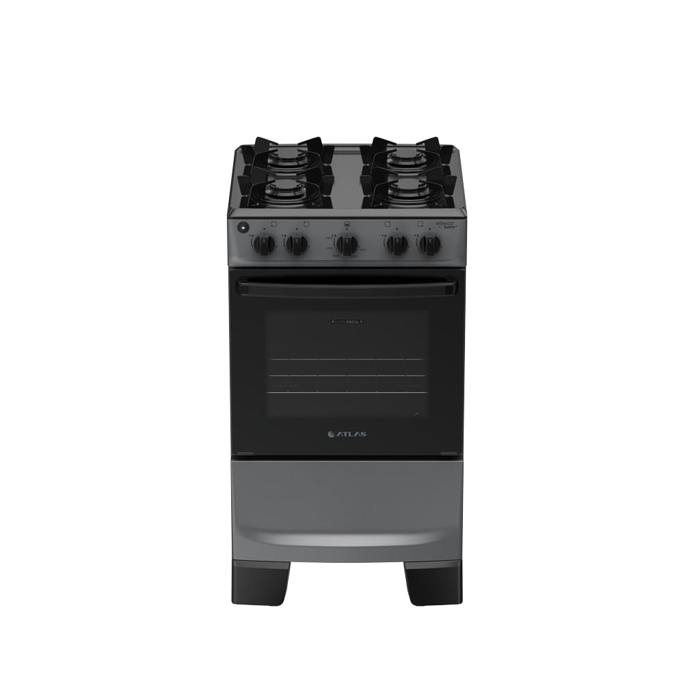 Fogão 4 Bocas Atlas Mônaco Lustro Titanium Mesa em Vidro - Bivolt - 300002112