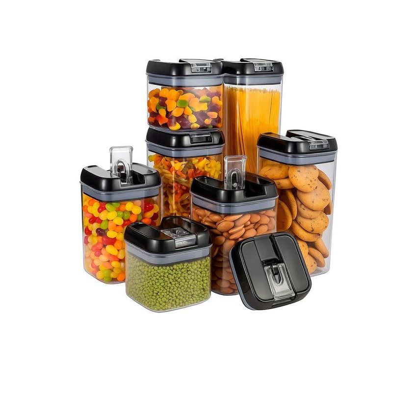 Conjunto 7 Potes Herméticos Acrílico Mantimentos Transparente - Potes Transparentes Com Vedação Perfeita - imagem 5