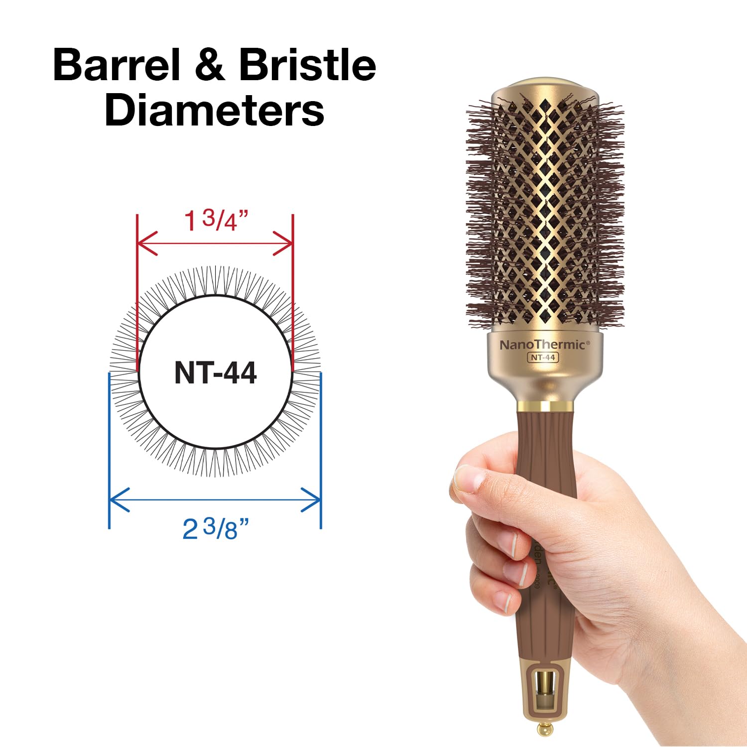 Escova De Cabelo Olivia Garden Nano-thermic Ceramic Ion Nt44 De 1,75 Polegadas