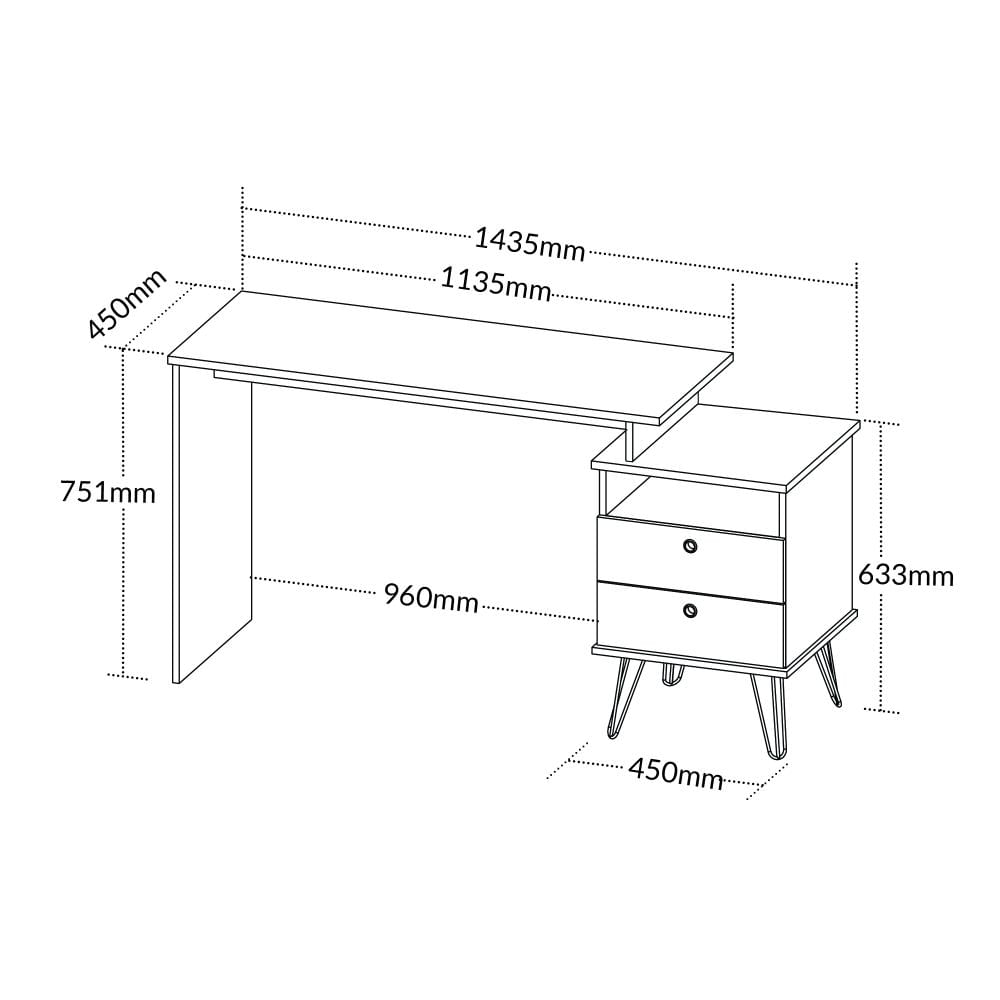 Escrivaninha Plus 2 Gavetas Olmo/grafito Artany