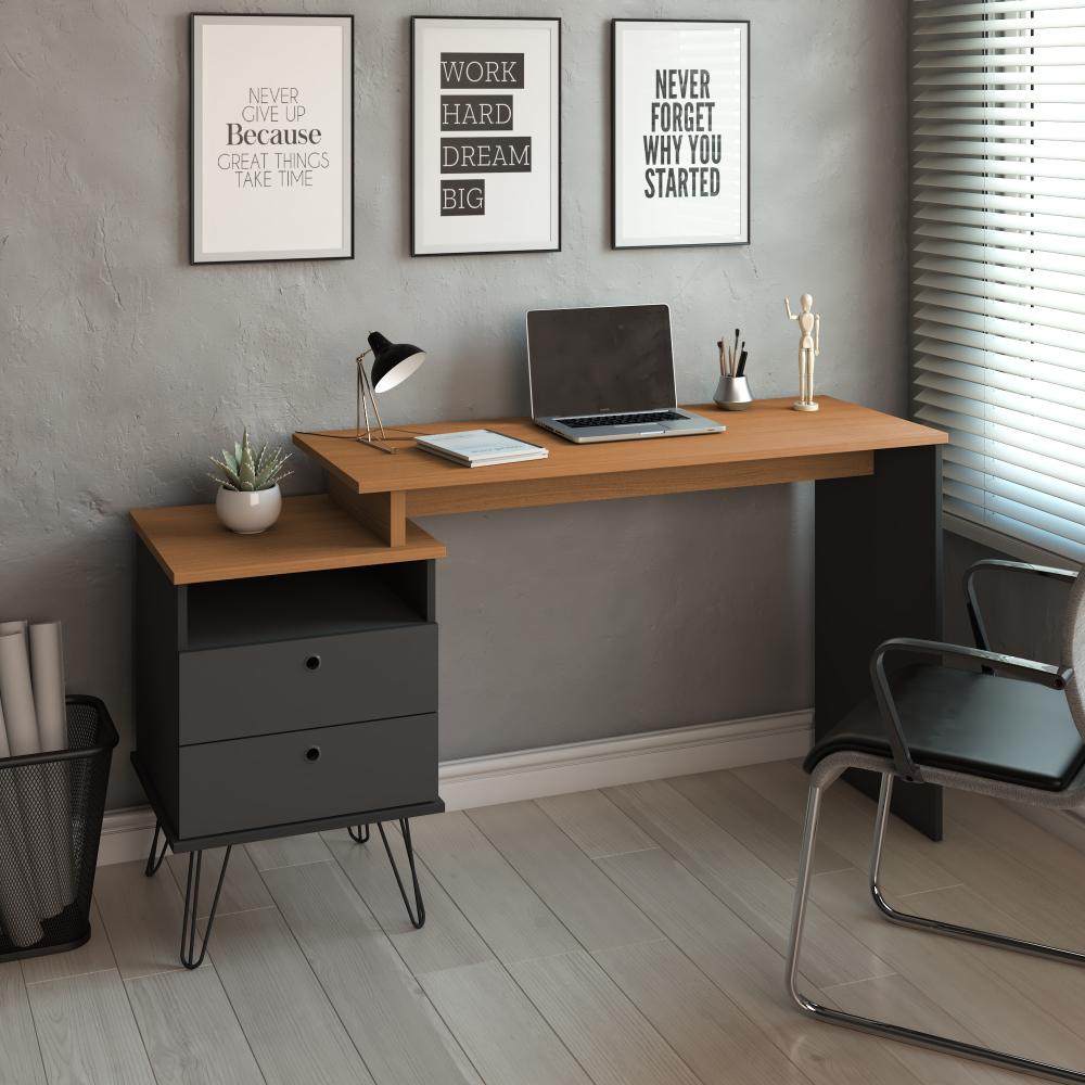 Escrivaninha Plus 2 Gavetas Freijó/Preto Artany