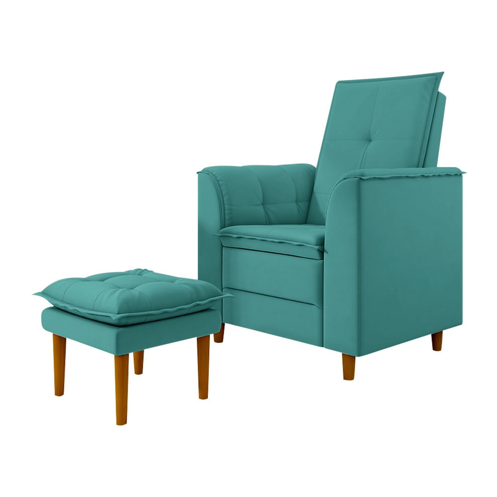 Poltrona De Amamentação Loana Com Puff Suede