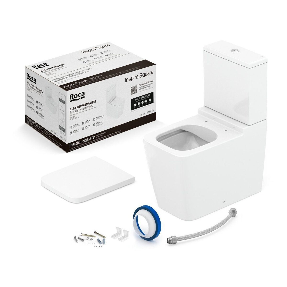 Kit De Bacia Com Caixa E Assento Termofixo Softclose E Itens De Instalação Branco