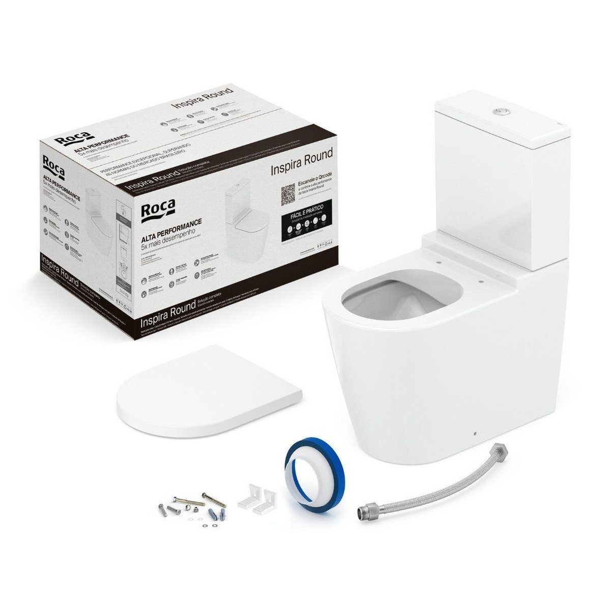 Kit De Bacia Com Caixa E Assento Termofixo Softclose E Complementos De Instalação Branco