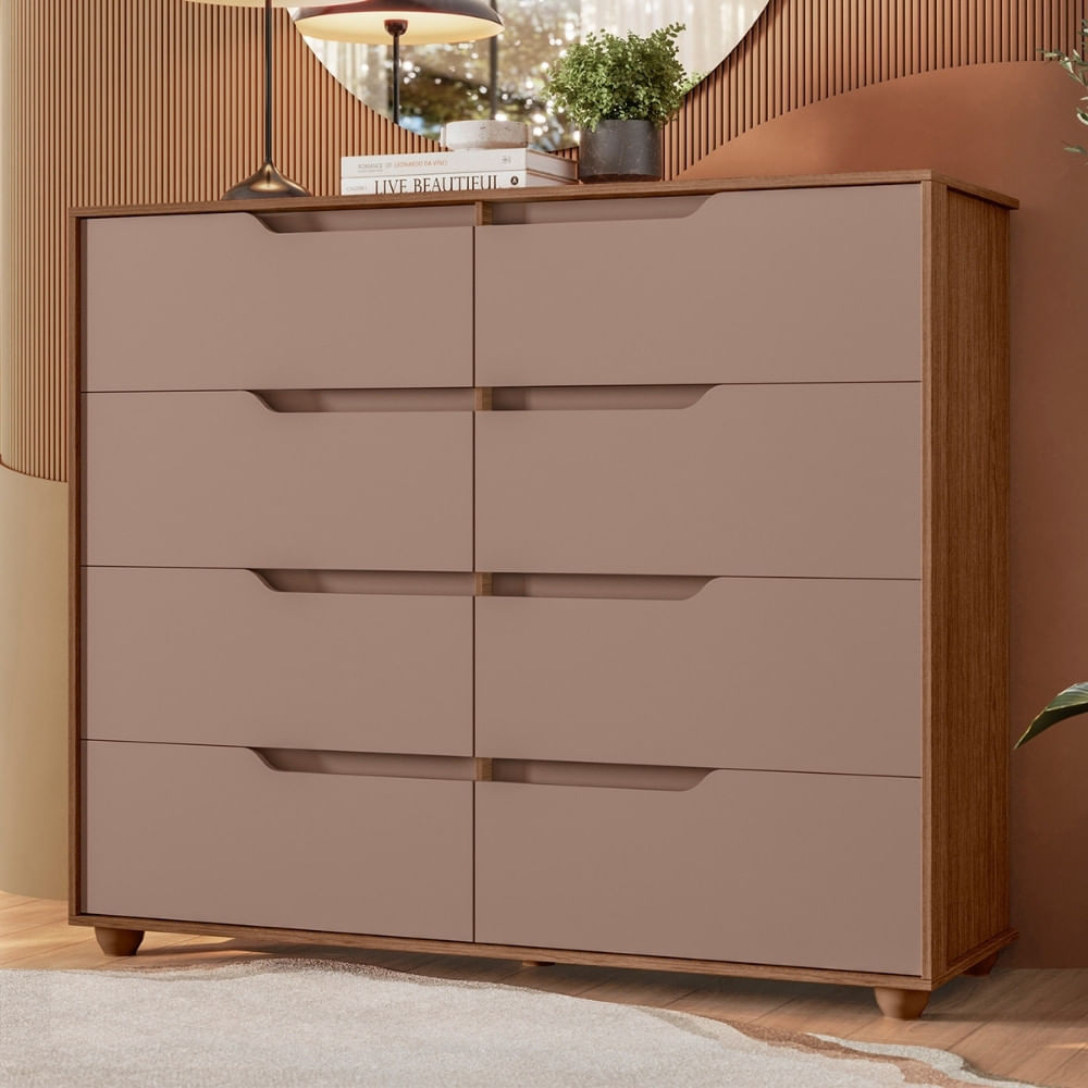 Cômoda Flex 8 Gavetas Com Pés Doble Albatroz