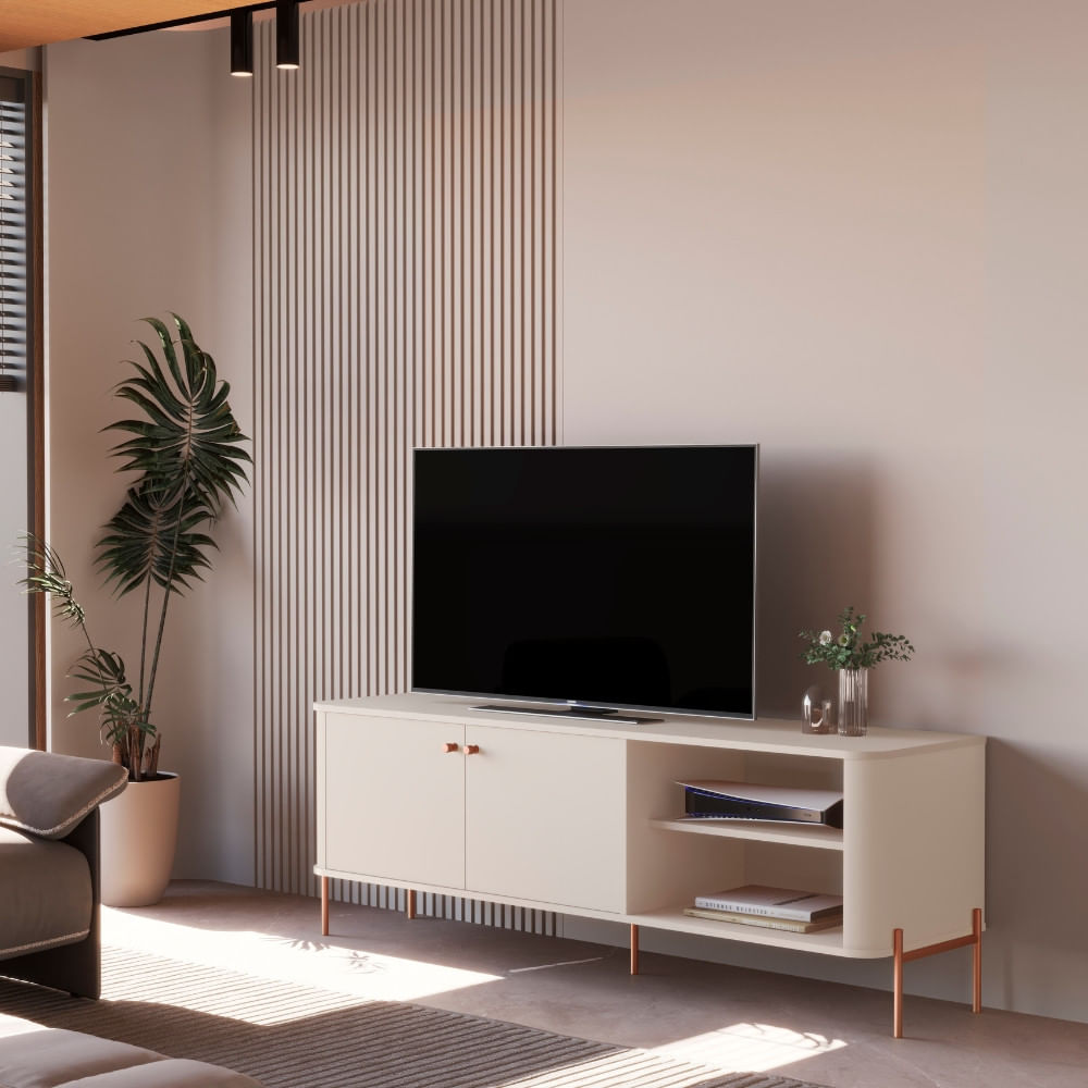 Rack Para Tv Até 60 Polegadas 2 Portas Com Pés Em Mdf Tucupi Jb Móveis