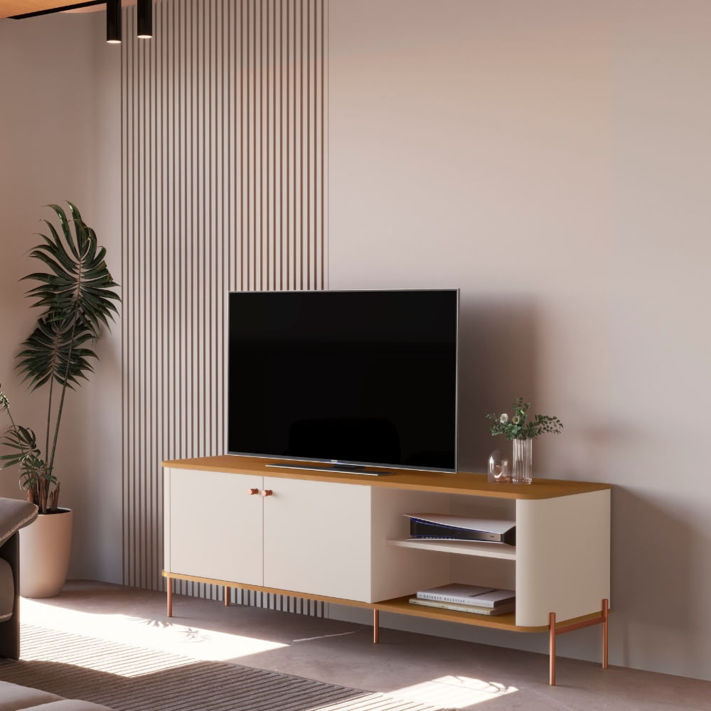 Rack Para Tv Até 60 Polegadas 2 Portas Com Pés Em Mdf Tucupi Jb Móveis