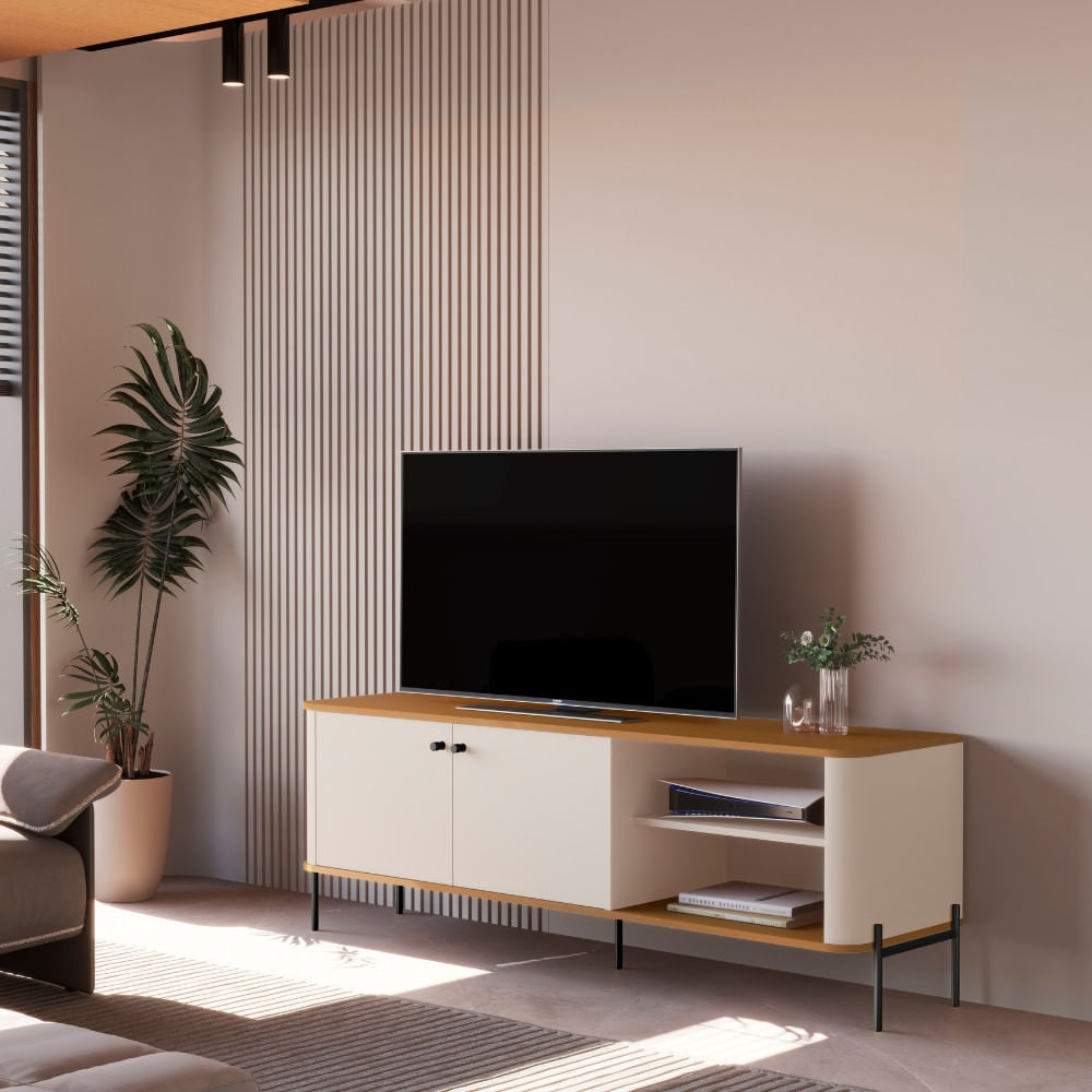 Rack Para Tv Até 60 Polegadas 2 Portas Com Pés Em Mdf Tucupi Jb Móveis