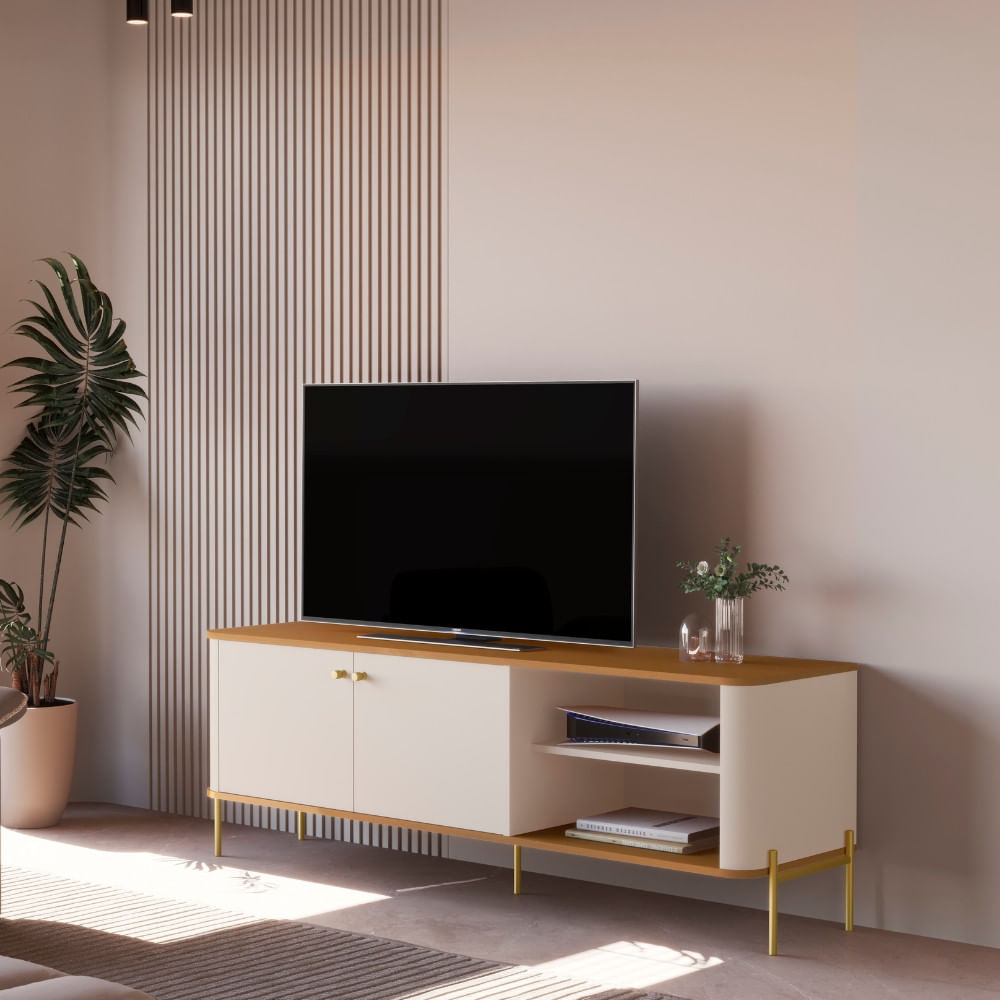 Rack Para Tv Até 60 Polegadas 2 Portas Com Pés Em Mdf Tucupi Jb Móveis