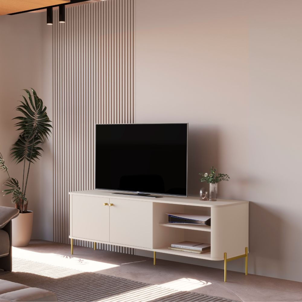 Rack Para Tv Até 60 Polegadas 2 Portas Com Pés Em Mdf Tucupi Jb Móveis