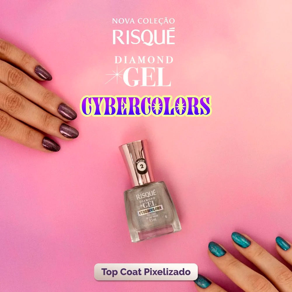 Top Coat Fixador Risqué Diamond Gel Cybercolors Pixelizado 9,5ml Risqué ...