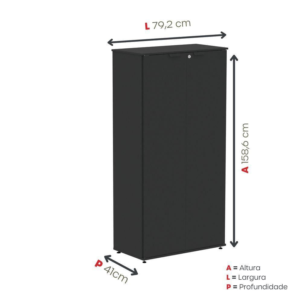 Armário Alto Para Escritório 2 Portas Com Chave 160cm Linha P15
