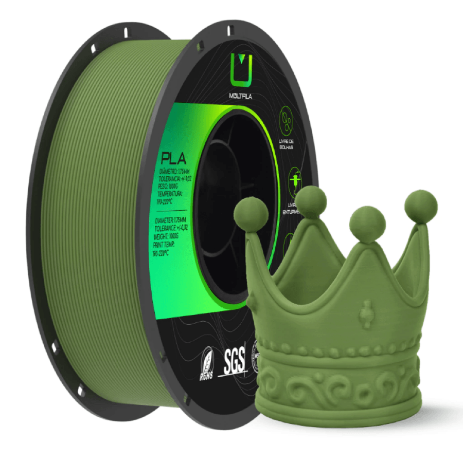 Filamento Pla Matte Fosco Verde Militar 1.75mm 1kg Multfila