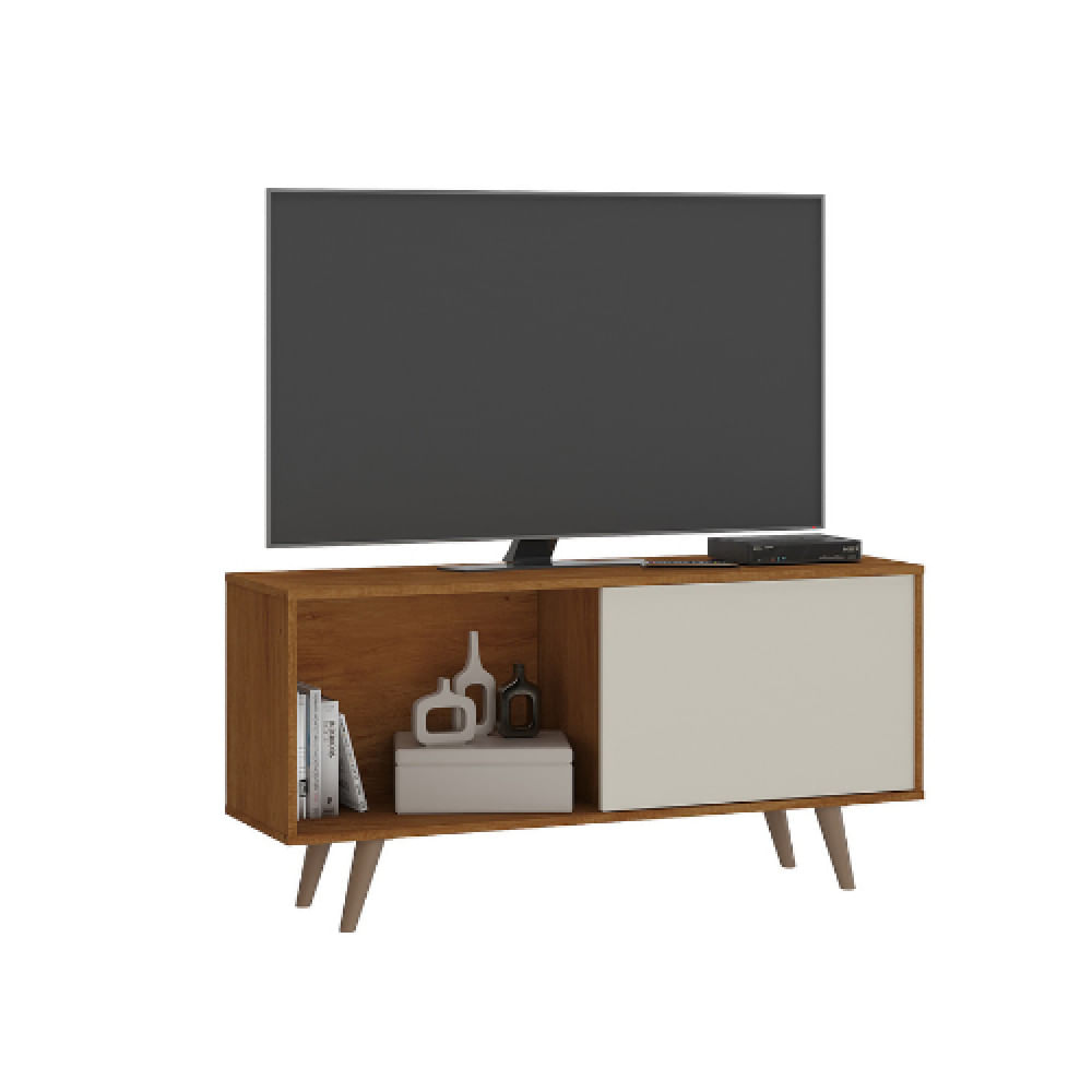 Rack Malaga Para Tv De Até 55 Polegadas Nogueira Madeira/Off White Atualle