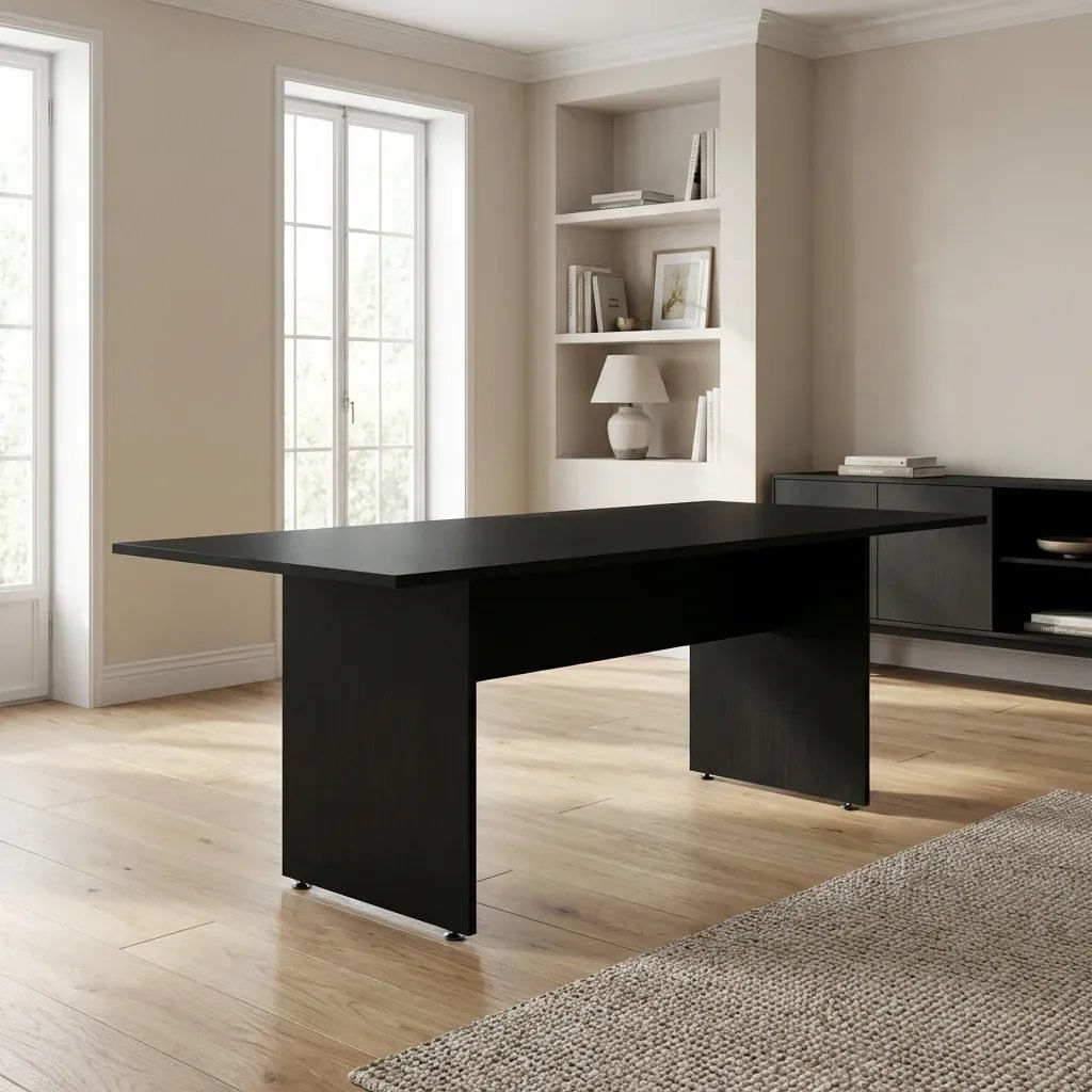 Mesa De Reunião Retangular 180x90cm Studio Preto Preto