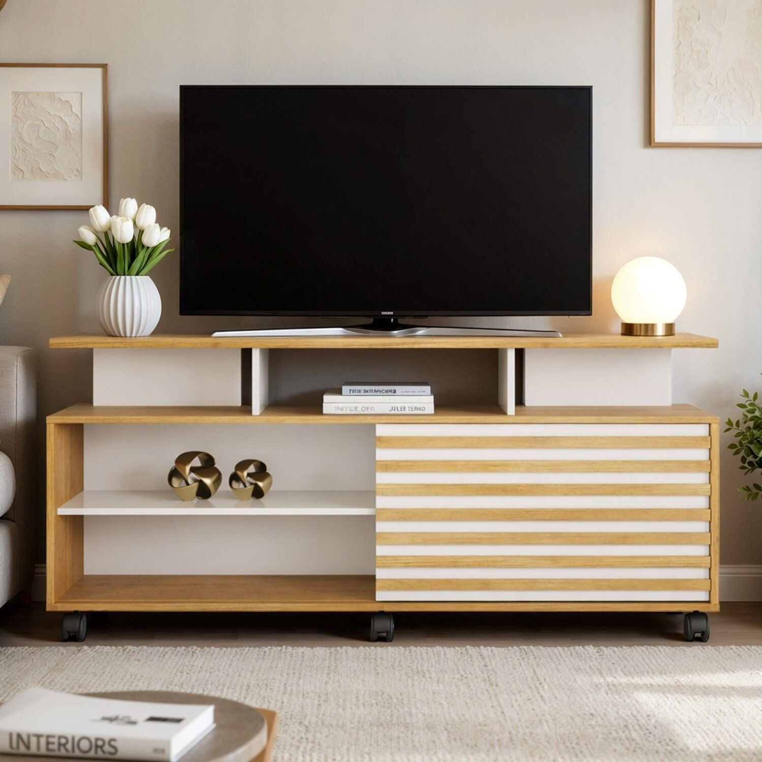 Rack Para Tv De Até 55 Polegadas 1 Porta De Correr Star Cinamomo/Off White