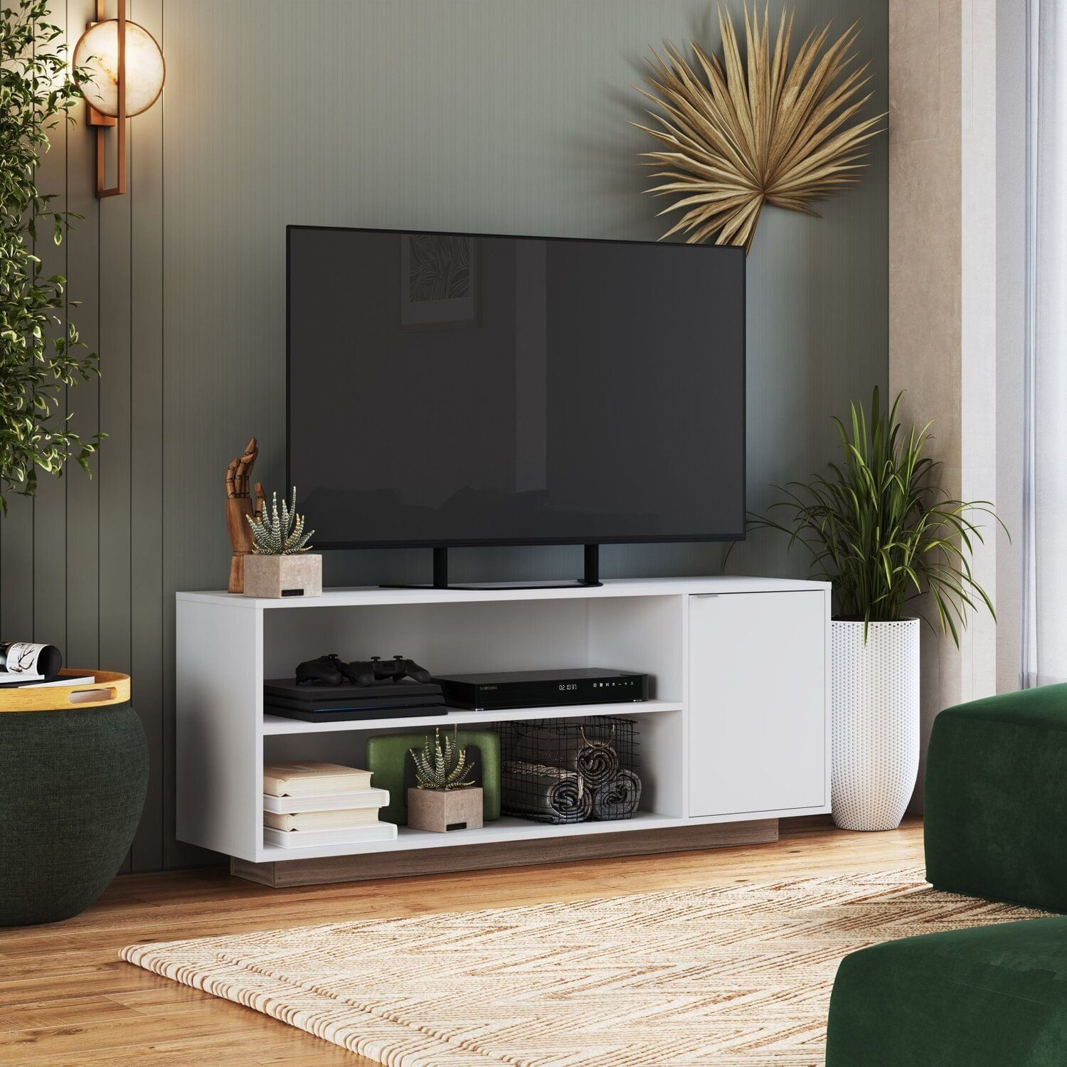 Rack Para Tv 55 Polegadas 135cmx56cm 1 Porta Branco/montana