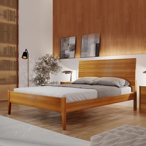 Cama Solteiro 90cm Amazone Josandro Móveis Amêndoa/Mel