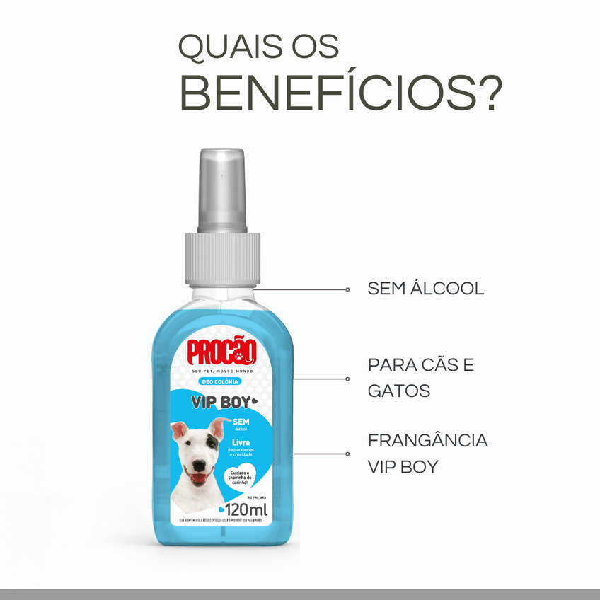 Deo Colonia Pet Sem Alcool Macho Cães Gatos Procão 120ml - imagem 2